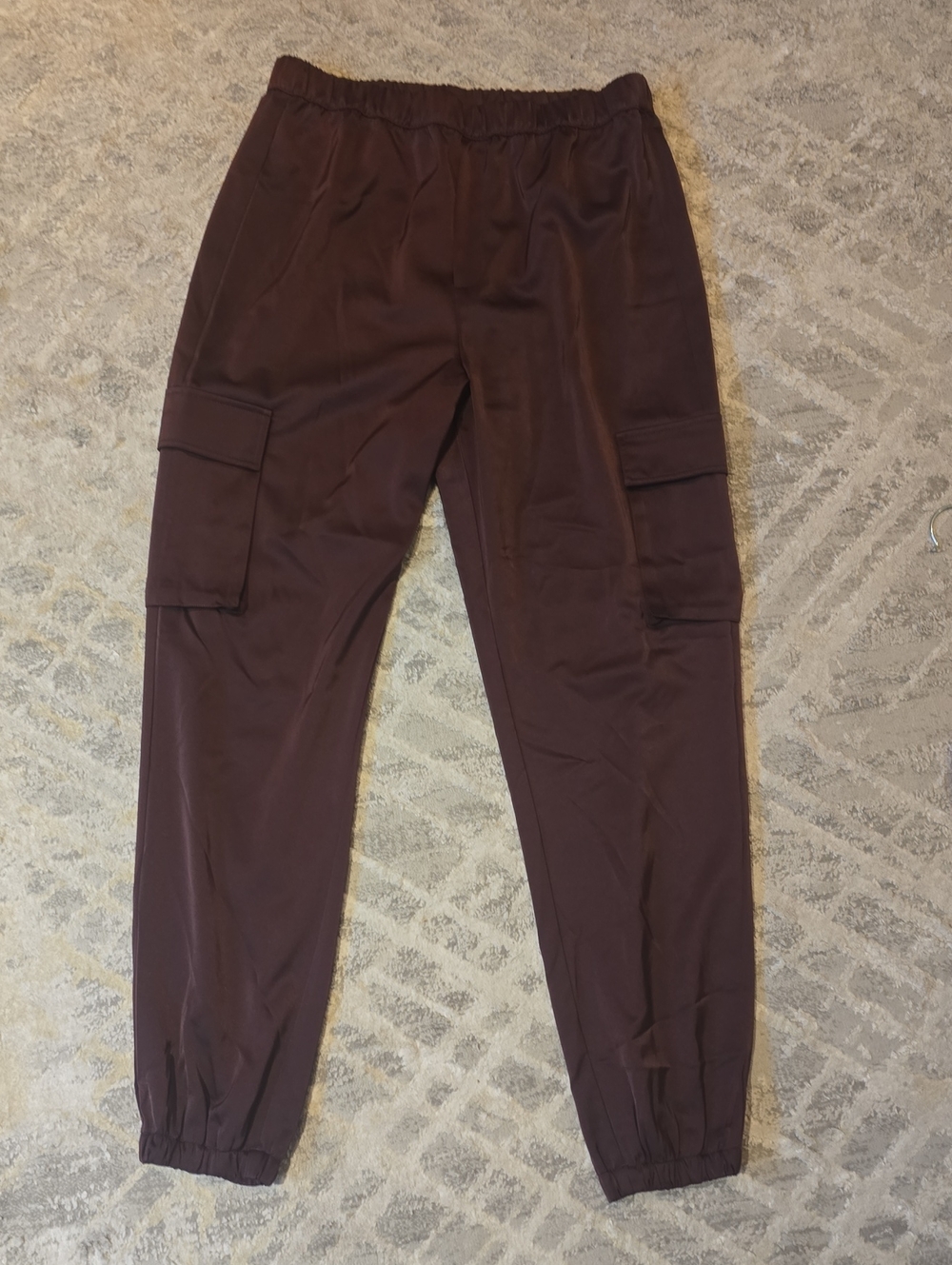 Splendid Silk Cargo Joggers - Burgundy